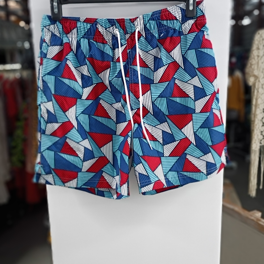 George Athletic Shorts Red and Blue Dynamic Design